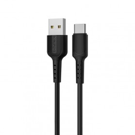 Borofone 3A  Cable de charge USB-C, Longueur: 100 cm (Noir)