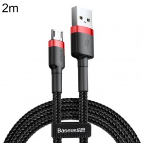 Baseus 2m 1.5A USB vers Micro USB Insertion double face Cordon tressé Câble de charge de synchronisation de données (Rouge No...