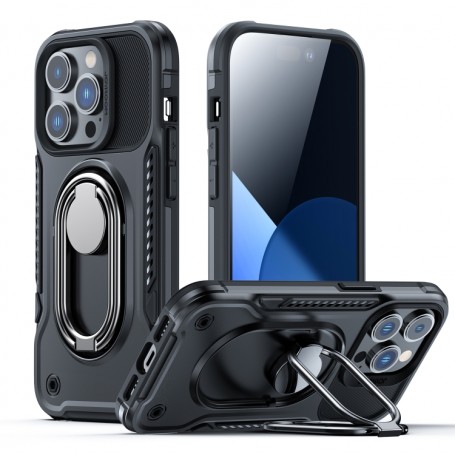 Coque Survivor pour iPhone 14 Plus - silicone antichoc - aimant et bague