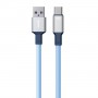 Câble de données en silicone 6A USB vers USB-C/Type-C, longueur : 1,2 m (bleu)